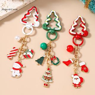 DIAPER & CORED Thời Trang Cây Giáng Sinh Móc Khóa Nữ Cô Gái Ông Già Noel Người Tuyết Móc Khóa Mặt Dây Chuyền Cho Túi Xách Trang Trí DIY Quà Tặng Năm Mới YTH
