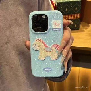 Ốp Điện Thoại Thích Hợp Cho iPhone 7 8 X XS XR XSMAX 11 12 13 14 15 16 17 Pro max Plus Da Thêu Pony Chống Sốc Vỏ Bảo Vệ Chống Sốc Bao Gồm Tất Cả 2VKG