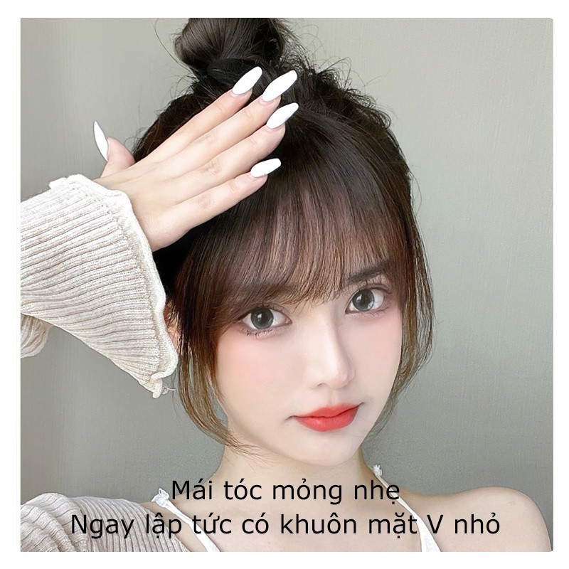 M6B  Mái Giả Mái Dày Bằng Tóc Thật 100% Dệt Tay - Tóc Mái Giả Mái Ngố Tóc Thật MALAN
