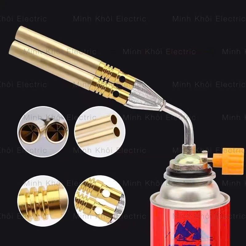 Đèn khò ga mini ống đôi,đầu khò ga 2 nòng,đèn khò gas,đầu khò gas,khò ga cầm tay,khò ga đồng,khò lửa cầm tay,quẹt lửa