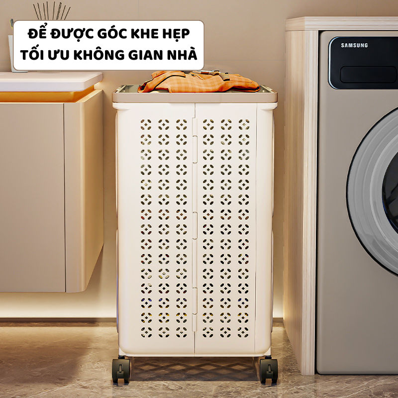 Giỏ Đựng Quần Áo Bẩn Gấp Gọn ENODA HOME, Giỏ Đựng Đồ Giặt, Quần Áo 3 Size Có Quai Cầm Và Bánh Xe Q460