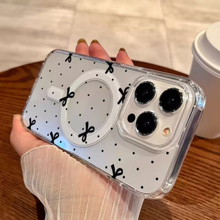 Ốp điện thoại chống sốc họa tiết nơ đen S26Ultra có thể so sánh với Samsung s20fe S26 S21PLUS S22 S23 S24 Vỏ siêu chống sốc S25 Plus S25ultra