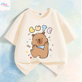 Áo thun nam bé trai in xe buýt Capybara, phong cách năng động, mặc ngoài hoặc trong