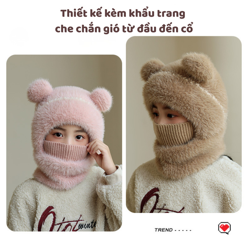 Mũ Len Trùm Đầu Cho Bé – Giữ Ấm Cổ, Chống Gió, Bảo Vệ Tai Mùa Đông DINO