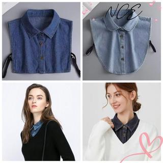 Cổ Áo Giả Denim Cho Nữ - Có Dây Cotton Điều Chỉnh,DetachableView Buttons, Màu Xanh Thời Trang
