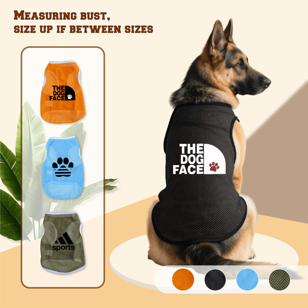 Áo vest lưới chó lớn 3XL-6XL, in hình chân chó sáng tạo hợp thời trang, phong cách chui đầu, có 4 màu, thoải mái và thoáng khí, có thể giặt được bằng máy, thích hợp cho tất cả các chú chó lớn