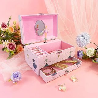 Hộp nhạc múa ba lê thiên nga đen | Hộp đựng đồ trang sức có ngăn kéo & gương Quà tặng sinh nhật cho trẻ em PIK1
