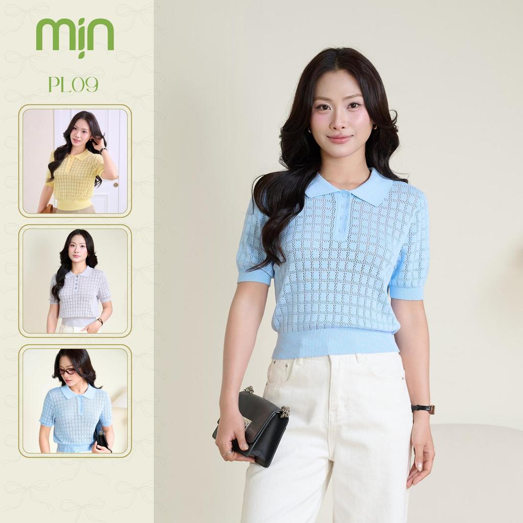 Áo Polo nữ bo eo PL09 Mịn VN Cộc tay, Cổ Bẻ, Cotton Dệt Kim Co Dãn, họa tiết ô vuông