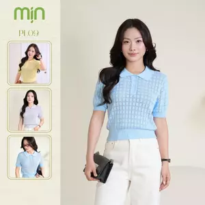 Áo Polo nữ bo eo PL09 Mịn VN Cộc tay, Cổ Bẻ, Cotton Dệt Kim Co Dãn, họa tiết ô vuông