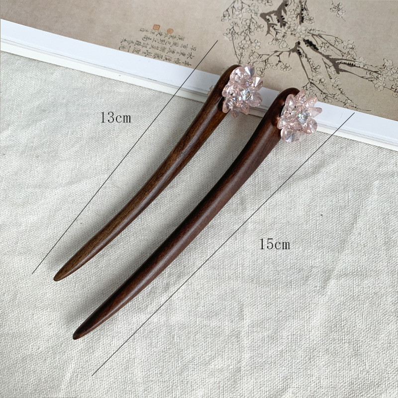 WHX [Fantasy Ice Flower] Phantom Crystal Handmade Kẹp Tóc Thời Trang Đẹp Cao Cấp Gỗ Đàn Hương Kẹp Tóc Phụ Kiện Tóc Trung Quốc Quà Tặng