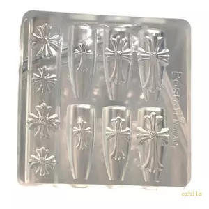 Exhila Crosses Shape Clear Nail Stencil Kết cấu silicon Hoàn hảo cho móng tay Acrylic