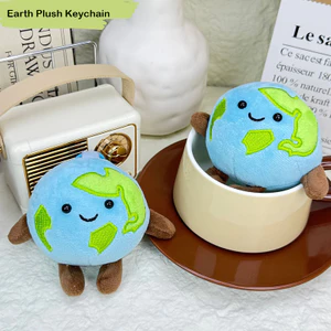 Hoạt Hình Dễ Thương Mô Phỏng Trái Đất Sang Trọng Búp Bê Móc Khóa Mặt Dây Chuyền Sáng Tạo Vui Nhộn Ba Lô Trang Trí Chìa Khóa Đồ Chơi Quà Tặng Sinh Nhật Cho Trẻ Em