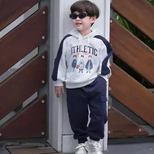 Bộ quần áo NỈ 2 DA HOODIE ATHLETIC cho bé trai, Bộ quần áo thu đông dài tay cho bé