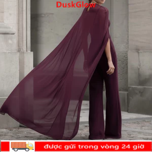 Áo voan DUSKGLOW, Khăn choàng lưới phong cách mỏng chấm bi, Áo dự tiệc đuôi dài màu trơn sang trọng