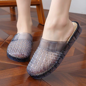 Baotou Pha Lê Dép Nữ Trong Suốt Thạch PVC Keo Rỗng Rỗng Giày Chống Trơn Trượt Chống Mùi Chân Bên Ngoài Chúng Tôi