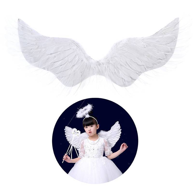 < Honeyba > Trẻ Em Đôi Cánh Thiên Thần Lông Vũ Trắng Hình Dạng Nuốt Trang Phục Dây Co Giãn Cho Tiệc Trang Trí Trang Trí Đẹp