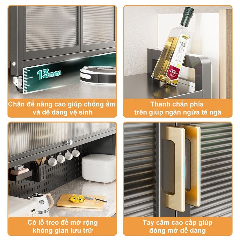Tủ bếp chống bụi bền bỉ thép carbon Kệ bếp đa năng Bề mặt đá cẩm thạch giả Bảng Lỗ Pegboard