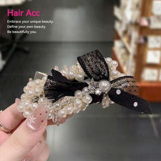 Phong Cách Mới Ngọc Trai Tóc Hàn Quốc Retro Ren Nơ Thời Trang Bên Nổ Kẹp Influencer Phong Cách Mới Công Nghiệp Nặng Phụ Kiện Tóc