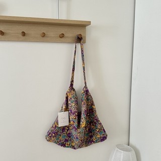 Túi đeo vai hoa vải Canvas cổ điển in hình Hàn Quốc