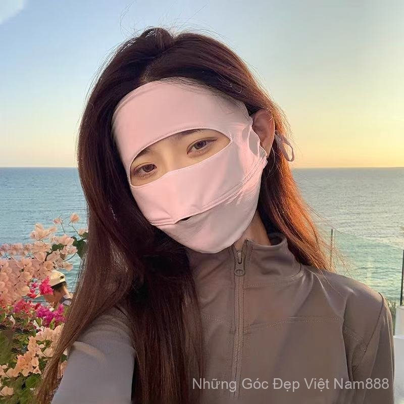 Mặt nạ toàn mặt chống nắng mùa hè nữ, che tia UV, vải ice silk, bảo vệ khi lái xe