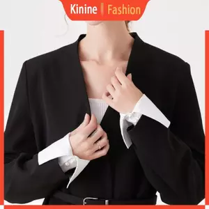 KIN Giả Cổ Tay Còng Nửa Áo Sơ Mi Áo Tay Vòng Tay Đa Năng Phụ Kiện Có Thể Tháo Rời Chênh Lệch Tay Còng Trắng Còng