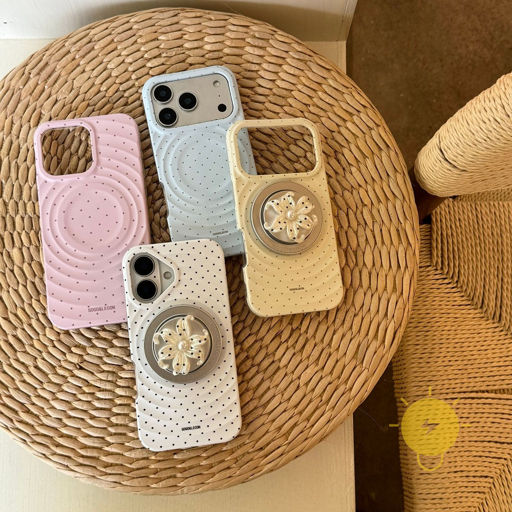 Phone Case For iPhone 17 Pro Max 16 15 14 13 with Griptok TPU Magnetic Polka Dot with Griptok Polka Dot Aesthetic Korean Cute