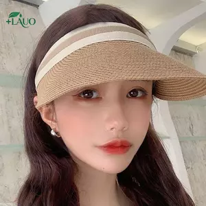 Springevenstar Raffia Rơm Mũ Chống Nắng Mở Top Nữ Mùa Hè Chống Tia UV Rộng Vành Mũ Đi Biển Kỳ Nghỉ Phong Cách Thường Ngày Springevenstar