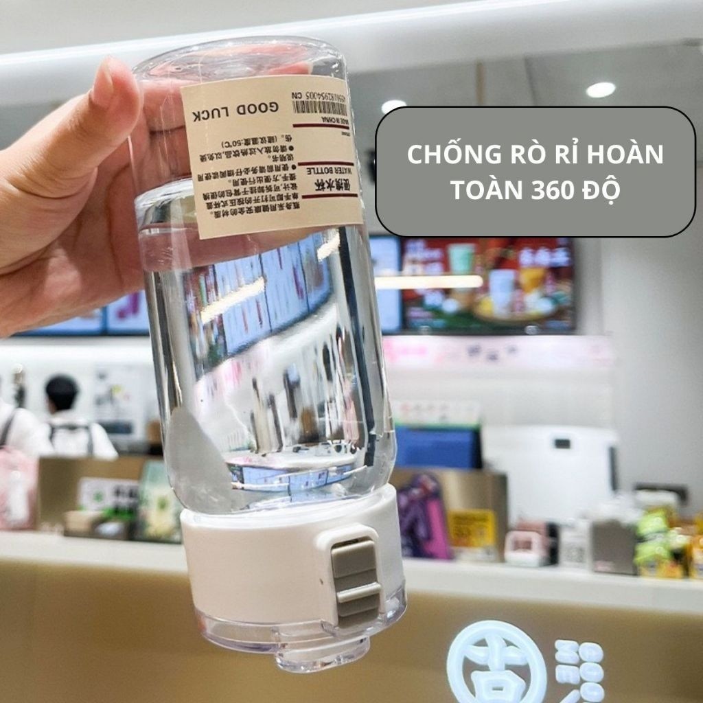 Bình nước thể thao nhựa trong suốt: 350/550/800ml, có ngăn lọc trà, nắp chống tràn