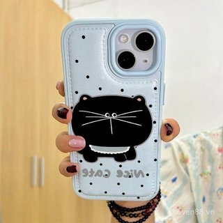 Ốp Điện Thoại Thích Hợp Cho iPhone 7 8 X XS XR XSMAX 11 12 13 14 15 16 17 Pro max Plus Air Leather Grain Polka Dot Big Face Cat Vỏ Bảo Vệ Chống Sốc Bao Gồm Tất Cả BFMJ