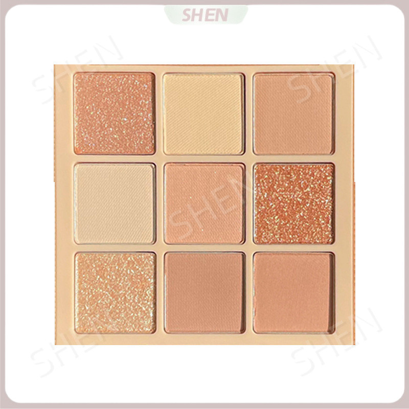DIKALU Trà Sữa Phấn Mắt Bảng Ngọc Trai Matte Jiugongge Phấn Mắt Trong Suốt 9 Màu Phấn Mắt Trang Điểm Bảng