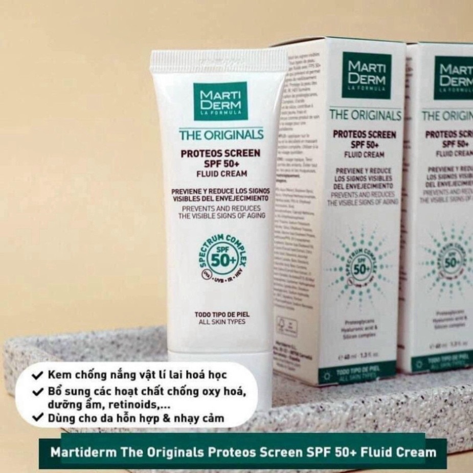 Kem Chống Nắng MartiDerm Proteos Screen SPF50+ 40ml - Bảo Vệ Phổ Rộng, Chống Ánh Sáng Xanh, Chống Lão Hóa