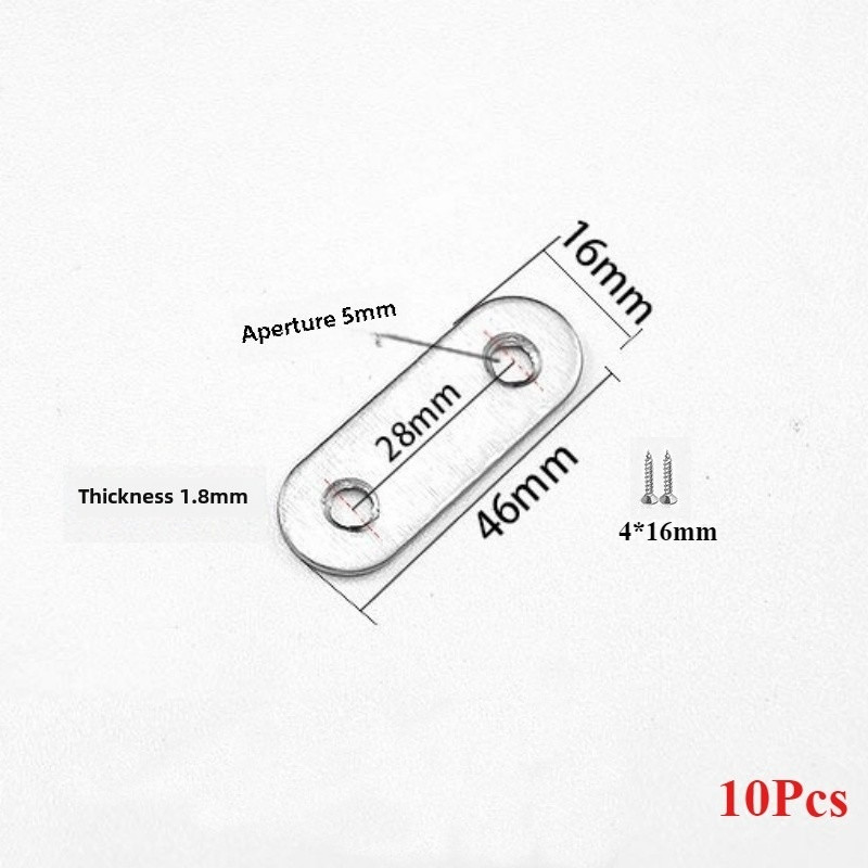 Bộ 10 món niềng răng thẳng phẳng bằng thép không gỉ có giá đỡ vít để sửa chữa tấm kết nối cố định cho đồ nội thất