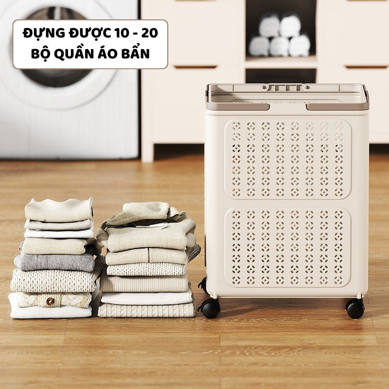 Giỏ Đựng Quần Áo Bẩn Gấp Gọn ENODA HOME, Giỏ Đựng Đồ Giặt, Quần Áo 3 Size Có Quai Cầm Và Bánh Xe Q460