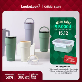 Bình giữ nhiệt LocknLock Metro cafe top handle phủ sứ LHC4416 710ml / LHC4419 900ml có quai xách và ống hút đi kèm
