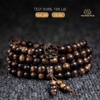 Vòng Tay Trầm Hương 108 Hạt Sánh Chìm Mix Sen Trầm -  TRẦM HƯƠNG YÊN LỘC