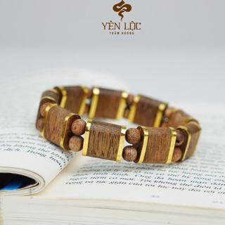 Lách Tay Trầm Tự Nhiên ĐH Bọc Vàng 8k - Trầm Hương Tự Nhiên - Mùi Thơm Dịu Ngọt - Trầm Hương Yên Lộc - Tặng kèm hộp VIP