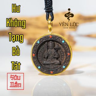 Mặt Trầm Indo Tròn - Bọc Vàng 8K - Trầm Hương Yên Lộc - Tặng kèm dây dù
