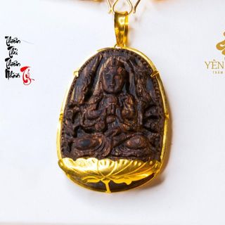 Mặt Dây Chuyền Trầm Hương Phật Bản Mệnh - Bọc Vàng 8K - Trầm Hương Yên Lộc