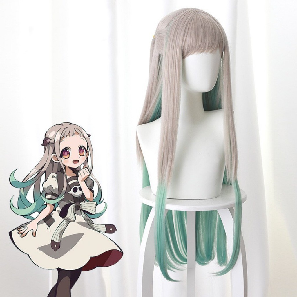 Nhà Vệ Sinh Ràng Buộc Hanako Kun Yashiro Nene Bạc Xám Micro Xoăn Chuyển Đổi Xanh Dài Tóc Cosplay Anime Tóc Giả