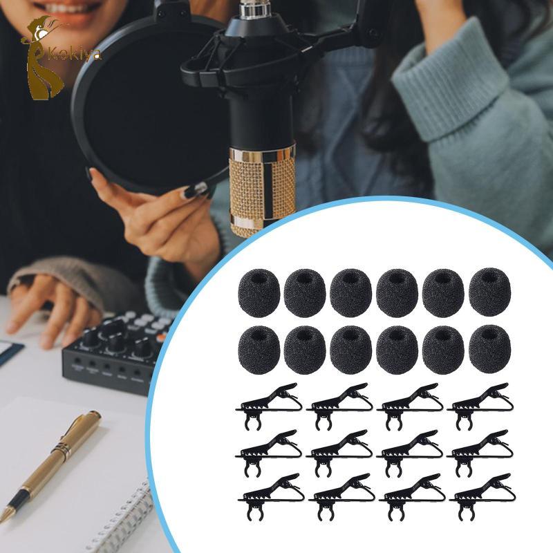 24 Miếng Lavalier Mic Kẹp Dây Xốp Kính Chắn Gió Có Kẹp Dây Buộc Kim Loại Nhẹ Phụ Kiện Di Động Thích Hợp Cho Bài Thuyết Trình Sân Khấu