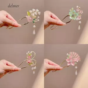 Que Tóc Tua Rua Ngọc Trai DELMER, Nĩa Tóc Hình Chữ U Cổ Điển Thanh Lịch, Phong Cách Kim Loại Vintage Tinh Tế Bướm Kẹp Tóc