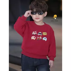 ÁO NỈ LÓT LÔNG NHUNG THÊU HÌNH Ô TÔ cho bé trai, bé gái. Áo nỉ lót lông nhung