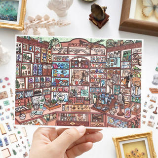 ENWEI 3 Chiếc [Baking Kitchen Series] Phong Cảnh Dán Bàn Làm Việc Phòng Trang Điểm Vintage Sổ Lưu Niệm Tạp Chí Người Lập Kế Hoạch Trang Trí