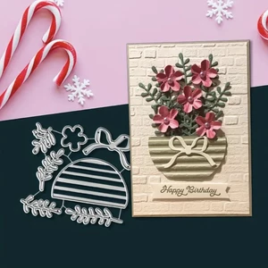 Giỏ Hoa Hình Kim Loại Thép Carbon Cắt Khuôn DIY Vải Album Ảnh Thiệp Chúc Mừng Cắt Chết Giấy Thủ Công Sổ Lưu Niệm Dập Nổi Khắc Bản Mẫu
