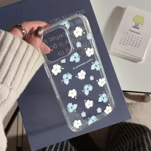 Hoa màu xanh trắng nhỏ cho trường hợpiPhone17promax1615plus141312pro trường hợp bột flash