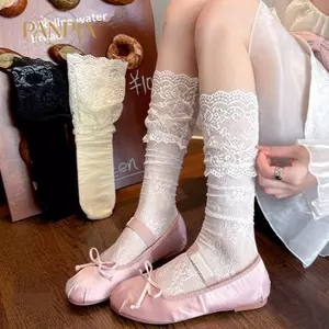 PNPIA- Fishnet Sos JK Thời Trang 1 Cặp Chất Liệu Mỏng Rỗng Ren Cạnh Bê Sos Hợp Thời Trang Cho Trường Nữ Đồng Phục Nhìn