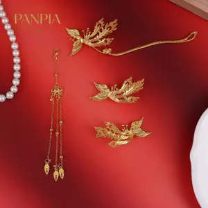 PNPIA- Phoenix Kẹp Tóc Sti Bộ Dành Cho Nữ Hợp Kim Vàng sel Phong Cách Trung Hoa 2 Chiếc Thanh Lịch Hanfu Cosplay Lễ Hội Phụ Kiện