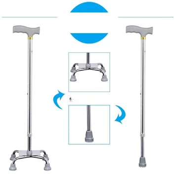 Gậy chống cho người già, gậy chống bốn chân, gậy đi bộ hợp kim nhôm, gậy chống người già có thể thu gọn, dụng cụ hỗ trợ