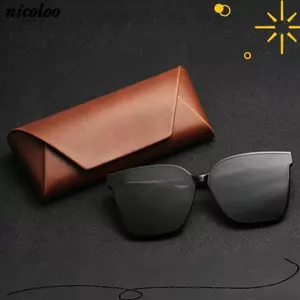 Hộp đựng kính mắt NICOLOO, Hộp đựng kính râm chống nén bằng da PU, Hộp bảo vệ kính mắt màu trơn cứng Giá đỡ kính mắt