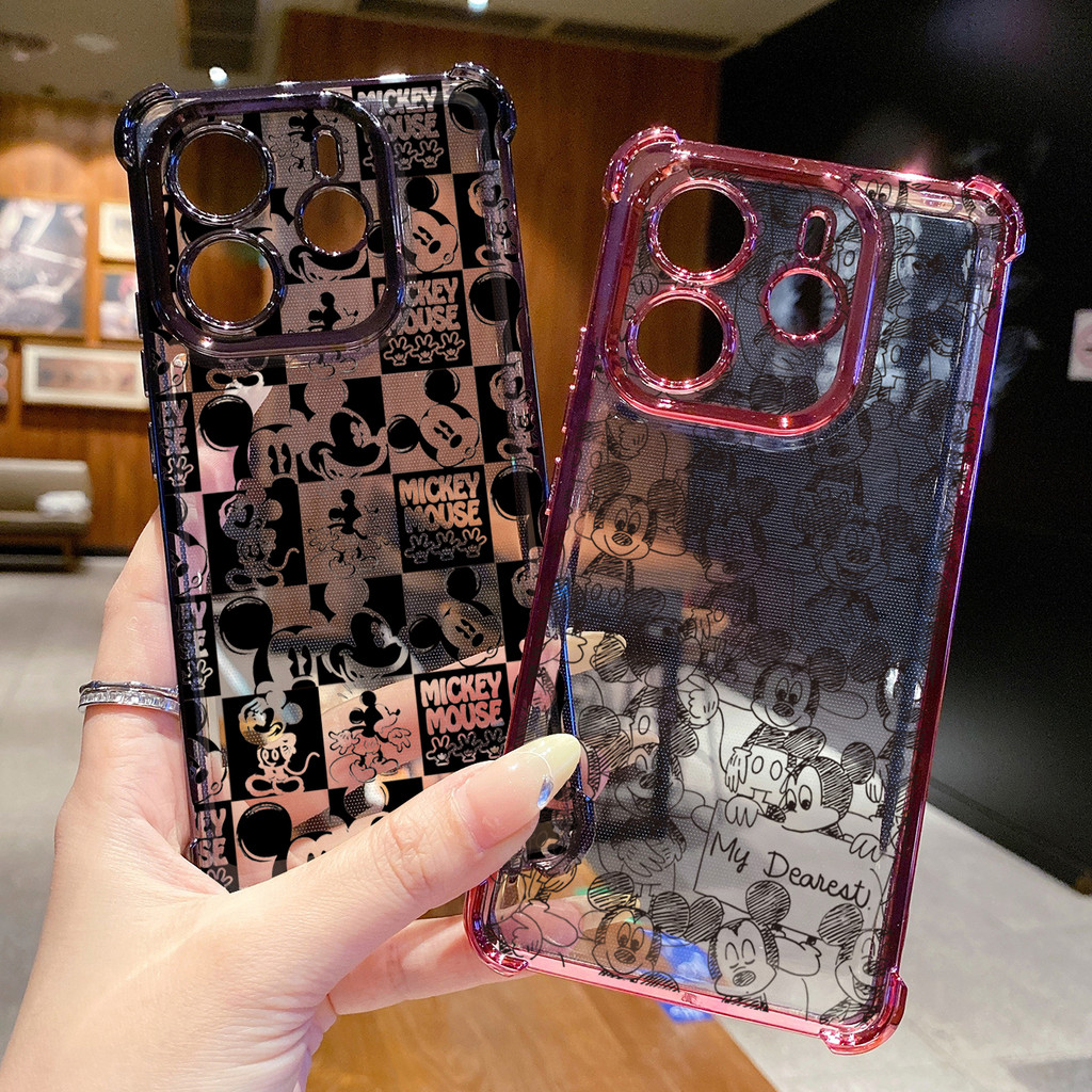 Tương thích với Xiaomi Redmi Note 14 13 Pro 5G 4G 12 13C 14C Mini Mickey Clear Mạ Vỏ Chống Rơi